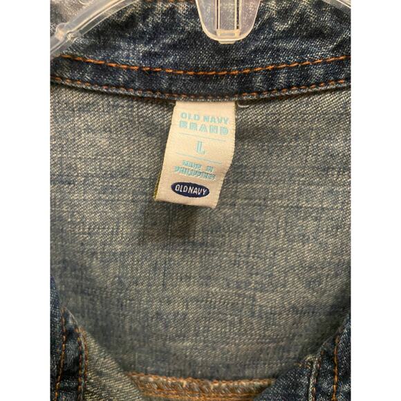 Old Navy Women’s Blue Jean jacket/shirt size large - Picture 3 of 8